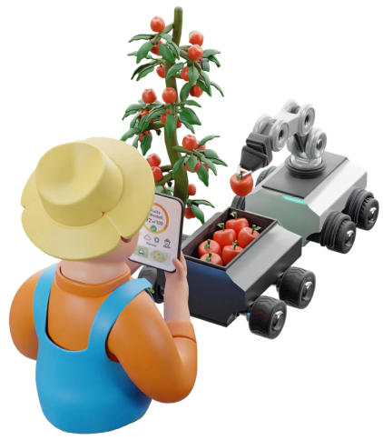 Robot agricole avec tomates
