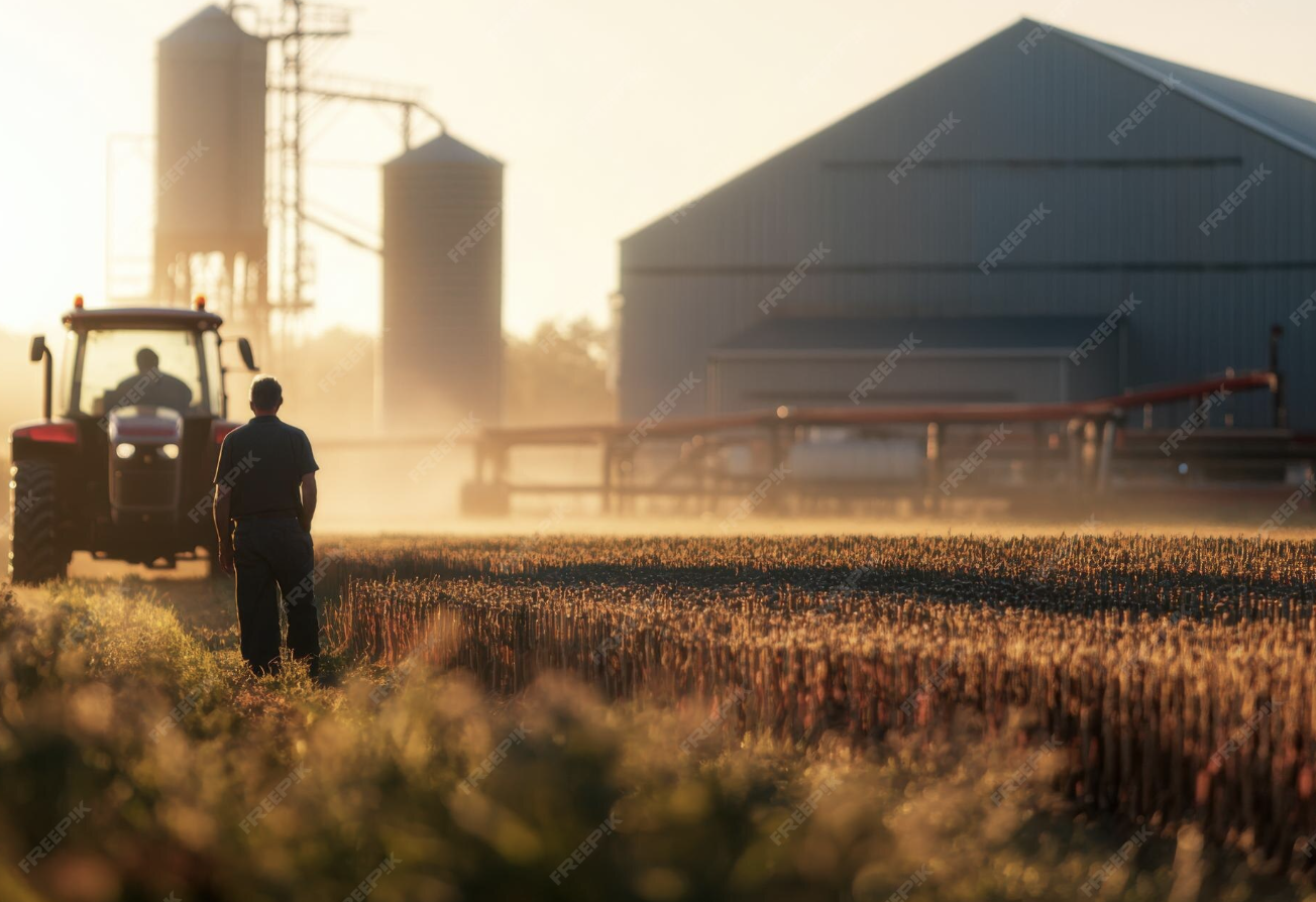 Tracteur lors d'une récolte agricole